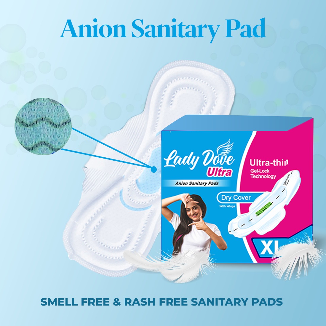 Lady Dove Ultra-Thin Anion Sanitary Pads XL | 280mm with Wings | Gel Lock | Dry Cover Sanitary Pad - Image 6